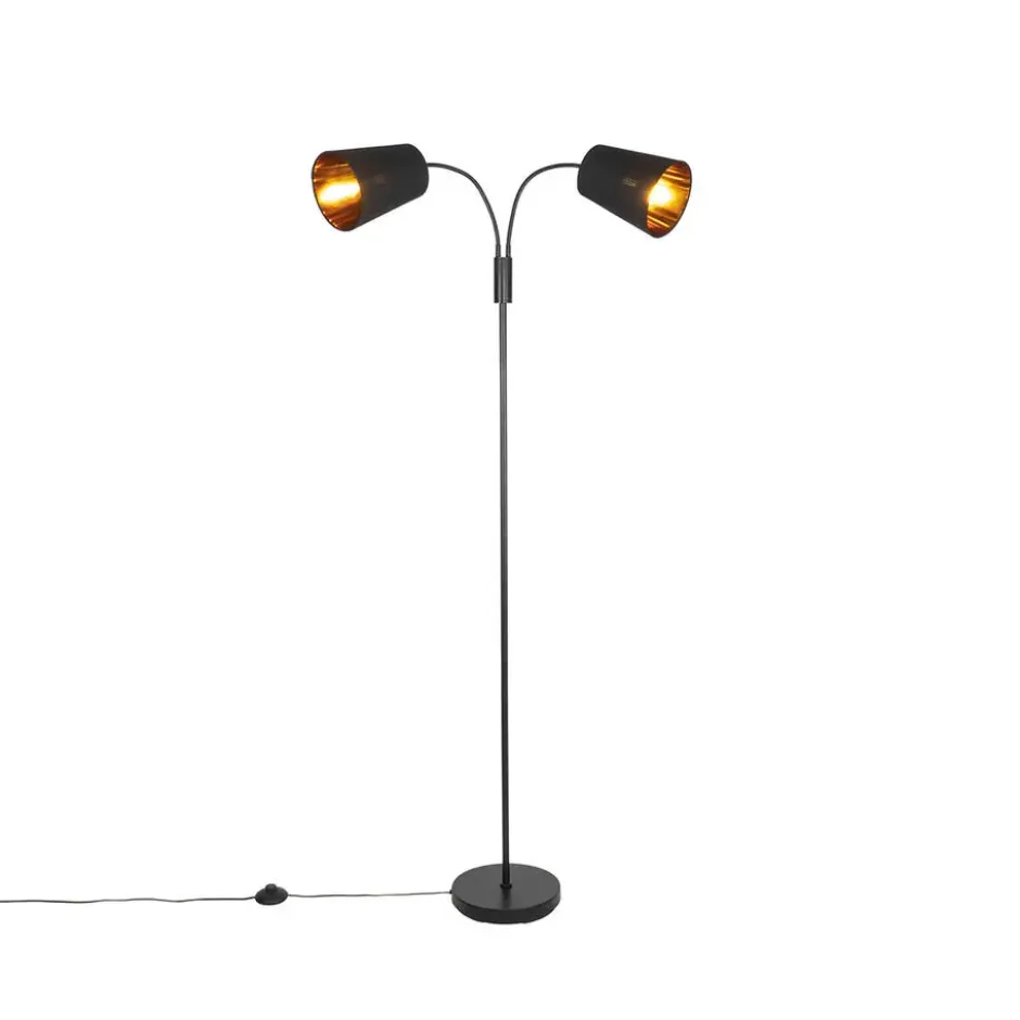 Qazqa vloerlamp carmen zwart e14