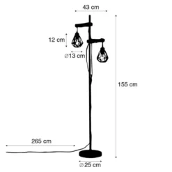 Qazqa vloerlamp chon zwart e27