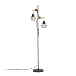 Qazqa vloerlamp chon zwart e27