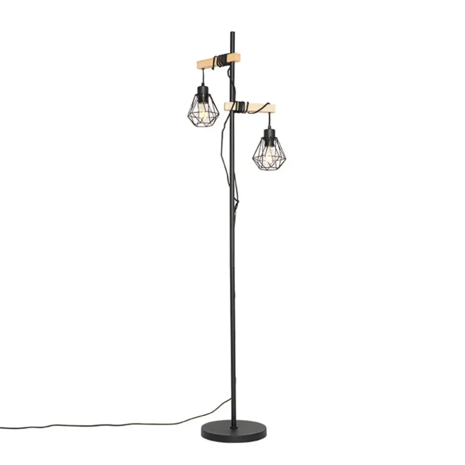 Qazqa vloerlamp chon zwart e27