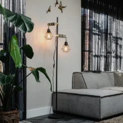 Qazqa vloerlamp chon zwart e27