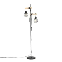 Qazqa vloerlamp chon zwart e27