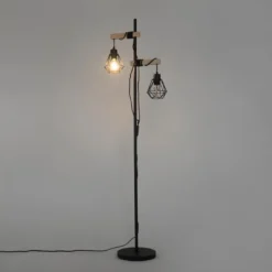 Qazqa vloerlamp chon zwart e27