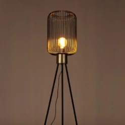 Qazqa vloerlamp mayelle zwart e27