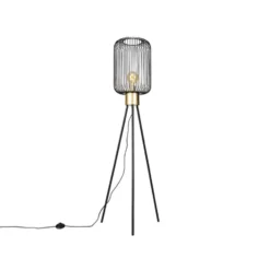 Qazqa vloerlamp mayelle zwart e27