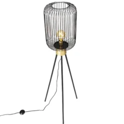 Qazqa vloerlamp mayelle zwart e27