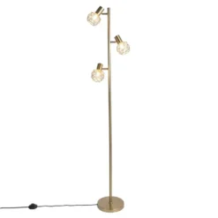 Qazqa vloerlamp mesh goudkleurig e14