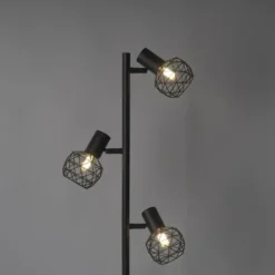 Qazqa vloerlamp mesh zwart e14