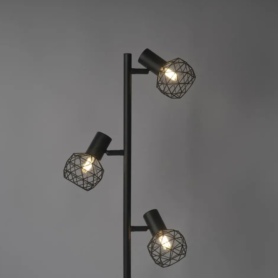 Qazqa vloerlamp mesh zwart e14