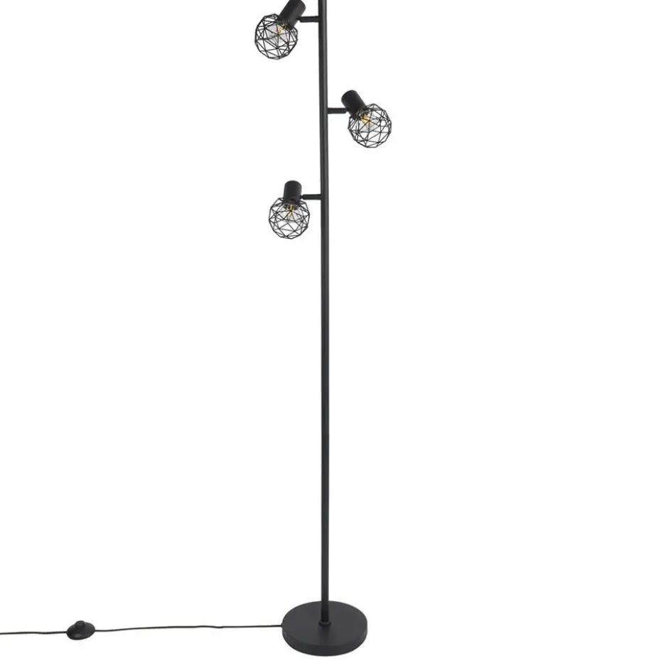 Qazqa vloerlamp mesh zwart e14