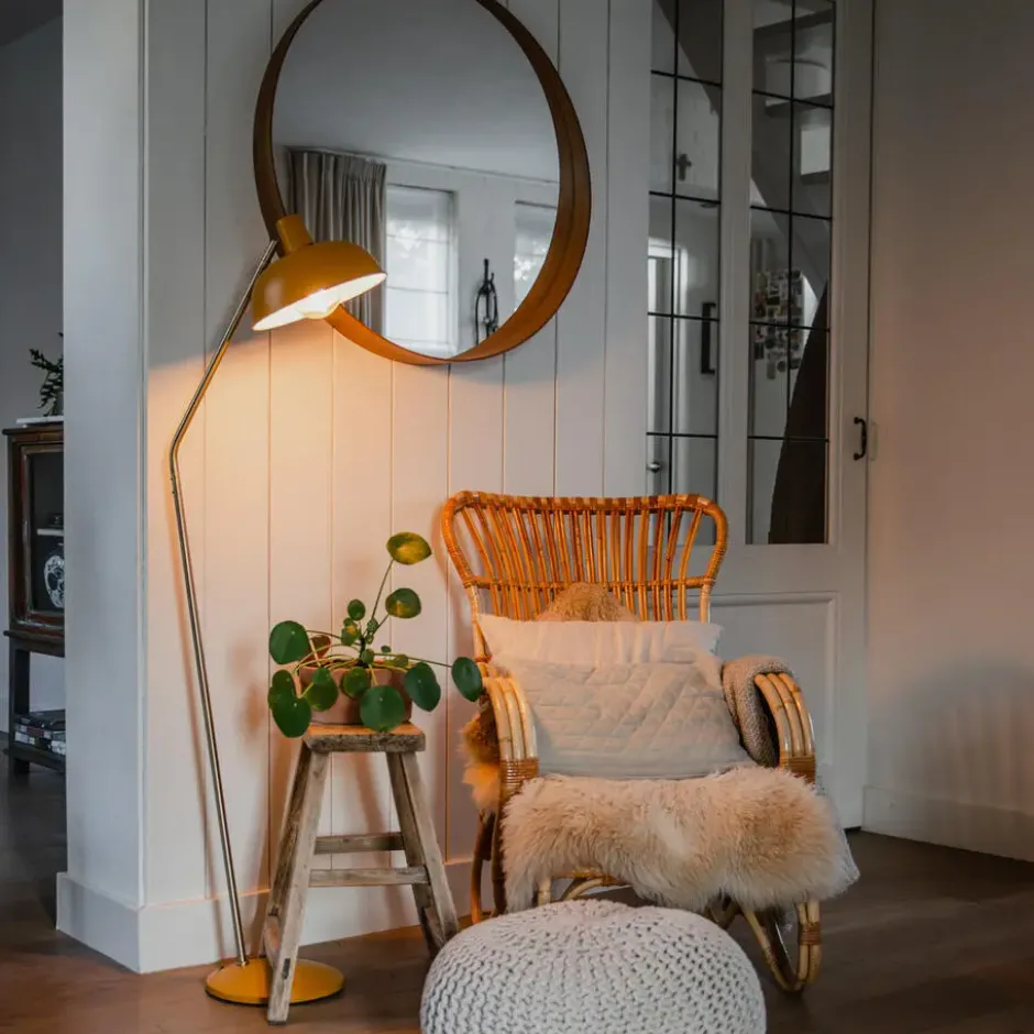 Qazqa vloerlamp milou geel e27