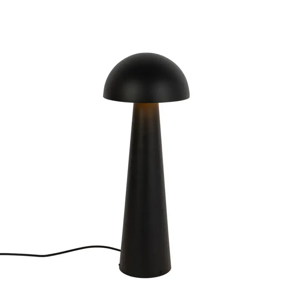Qazqa vloerlamp mushroom zwart e27