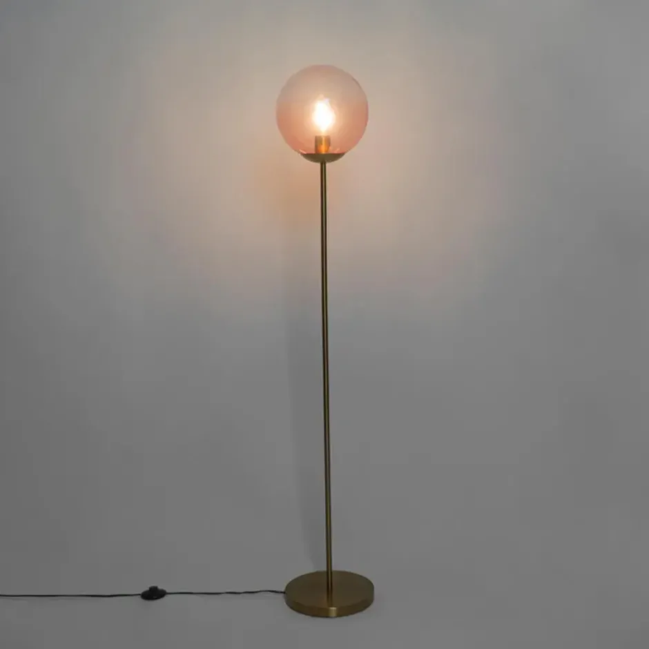 Qazqa vloerlamp pallon roze e27