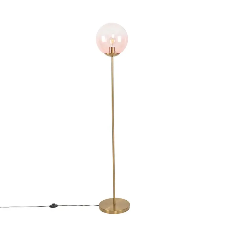 Qazqa vloerlamp pallon roze e27
