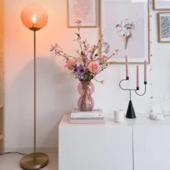 Qazqa vloerlamp pallon roze e27