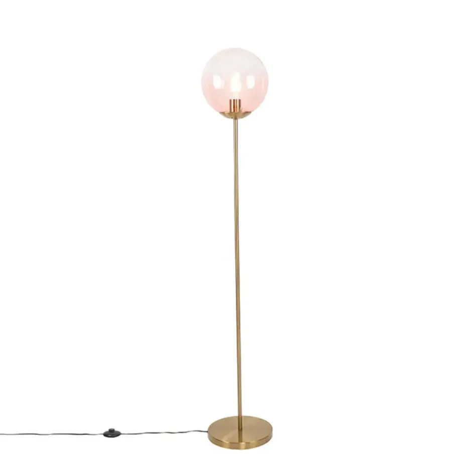 Qazqa vloerlamp pallon roze e27