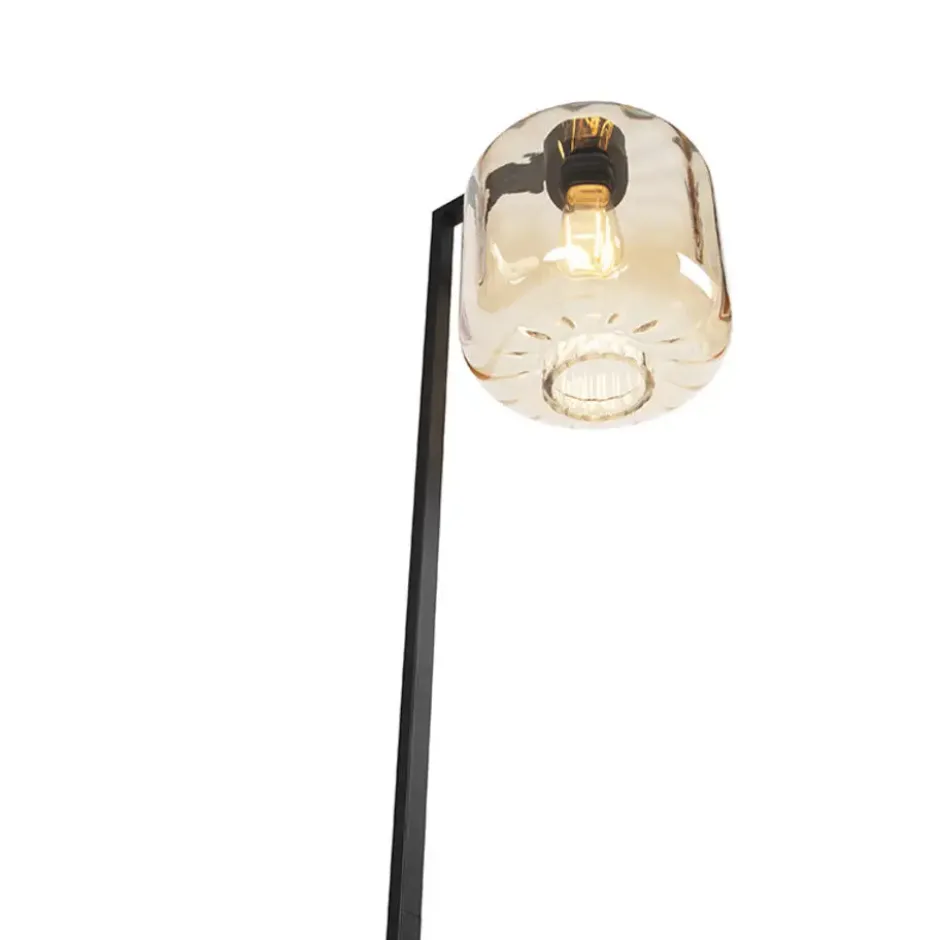 Qazqa vloerlamp qara beige e27