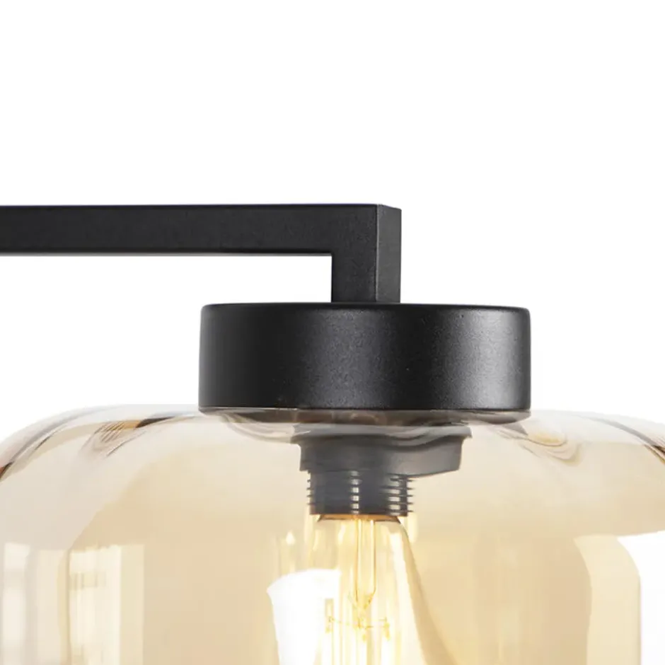Qazqa vloerlamp qara beige e27