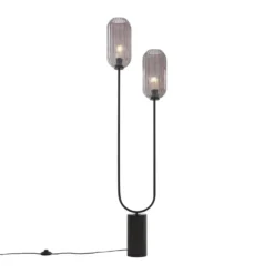 Qazqa vloerlamp rid zwart e27