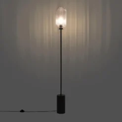 Qazqa vloerlamp rid zwart e27