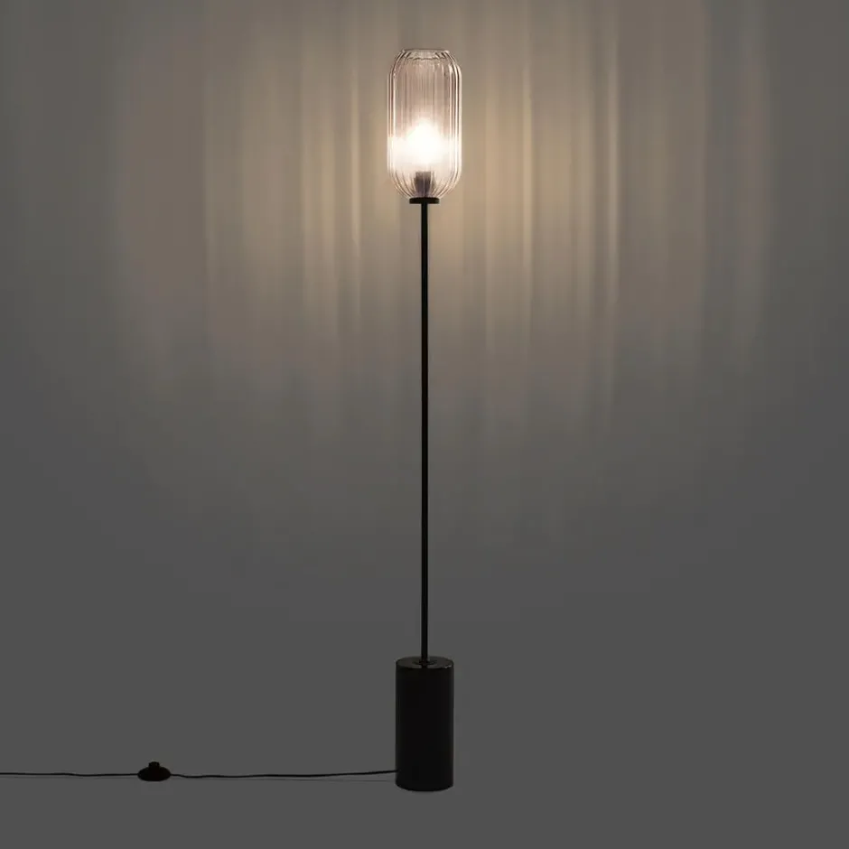 Qazqa vloerlamp rid zwart e27
