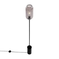 Qazqa vloerlamp rid zwart e27