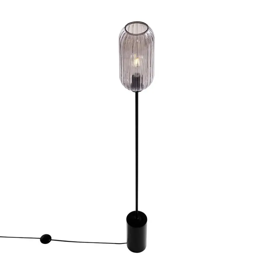 Qazqa vloerlamp rid zwart e27