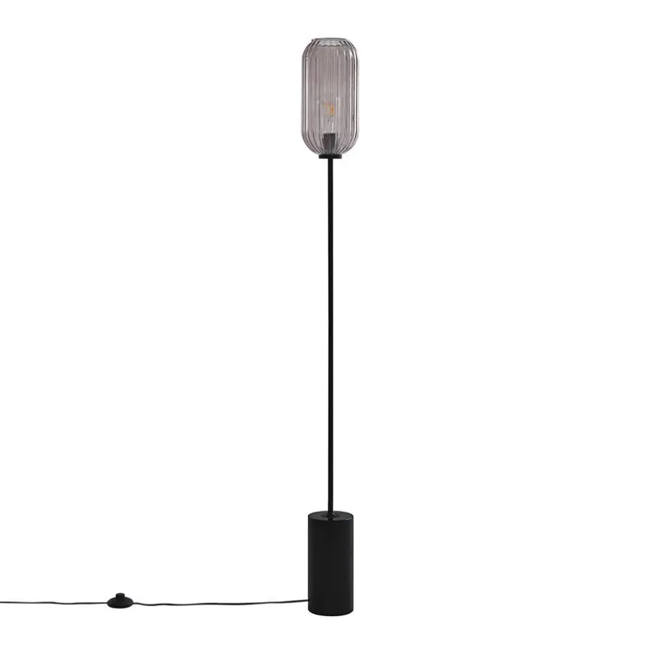 Qazqa vloerlamp rid zwart e27