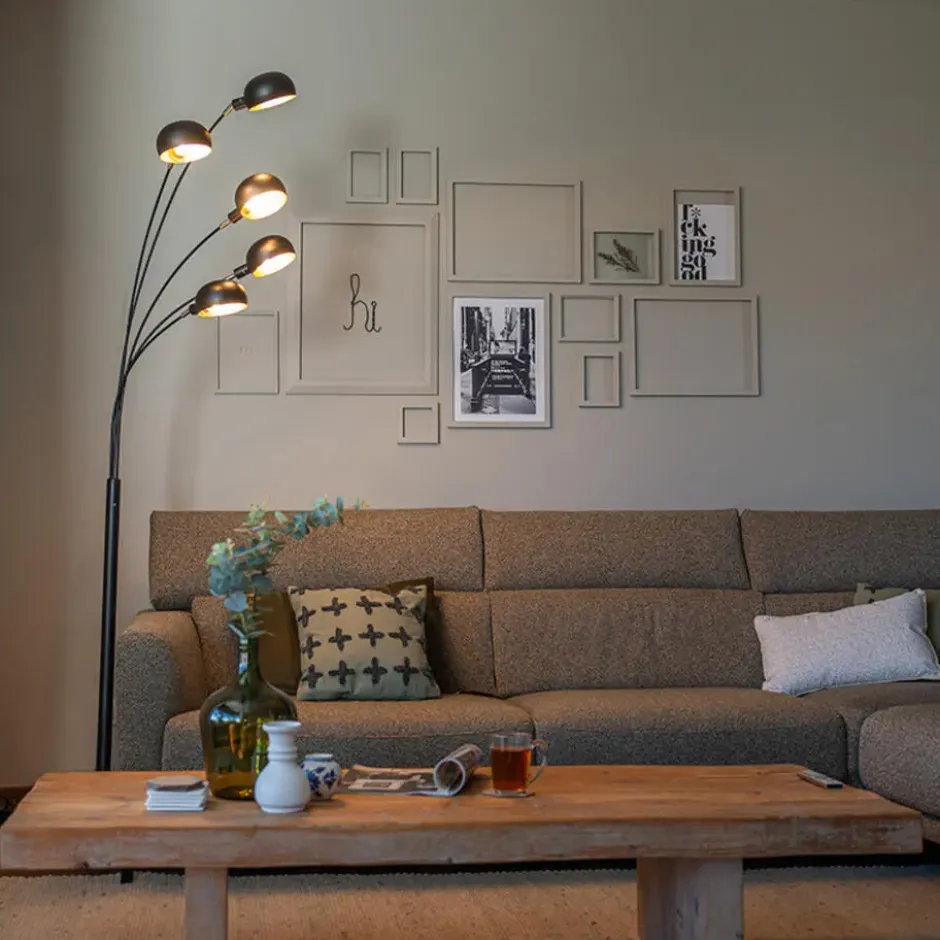 Qazqa vloerlamp sixties fl zwart e14