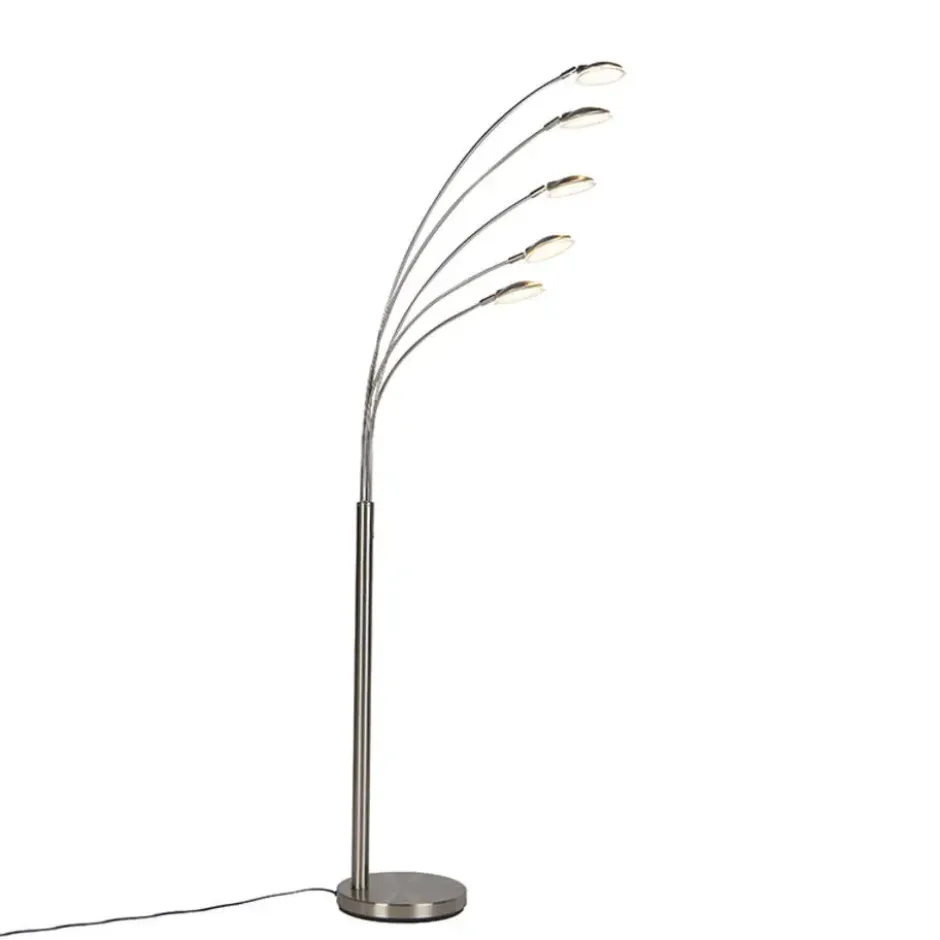 Qazqa vloerlamp sixties zilverkleurig geïntegreerde led