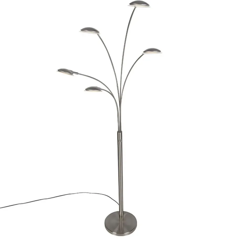 Qazqa vloerlamp sixties zilverkleurig geïntegreerde led