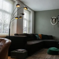 Qazqa vloerlamp sixties zwart e14