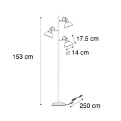 Qazqa vloerlamp tommy zwart e14