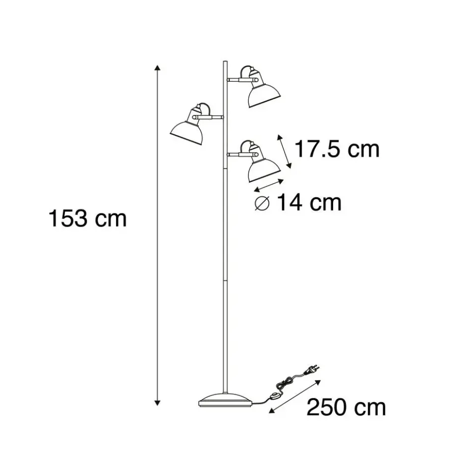 Qazqa vloerlamp tommy zwart e14