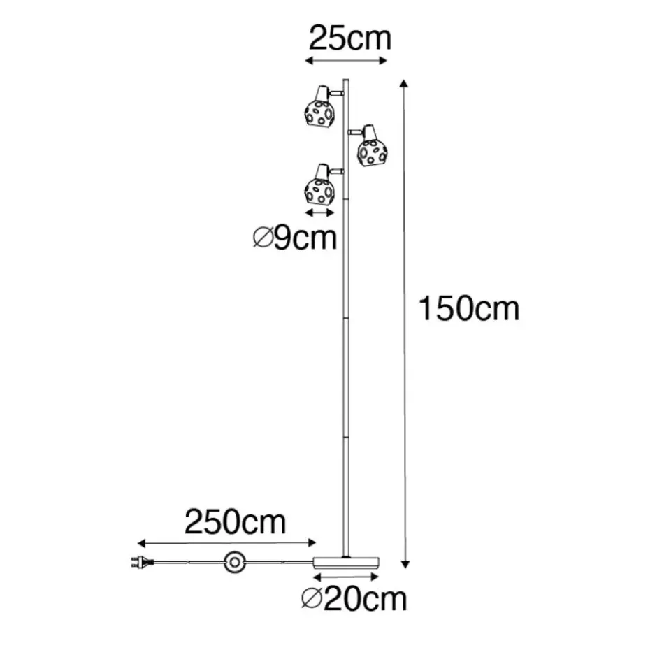 Qazqa vloerlamp vidro goudkleurig e14