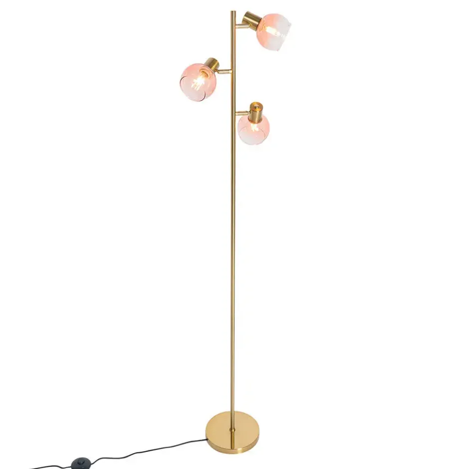 Qazqa vloerlamp vidro roze e14
