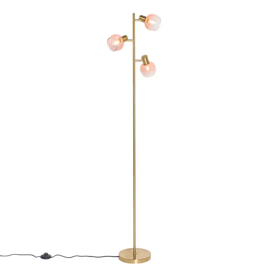 Qazqa vloerlamp vidro roze e14