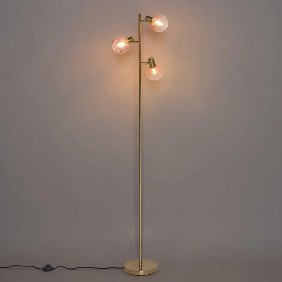 Qazqa vloerlamp vidro roze e14