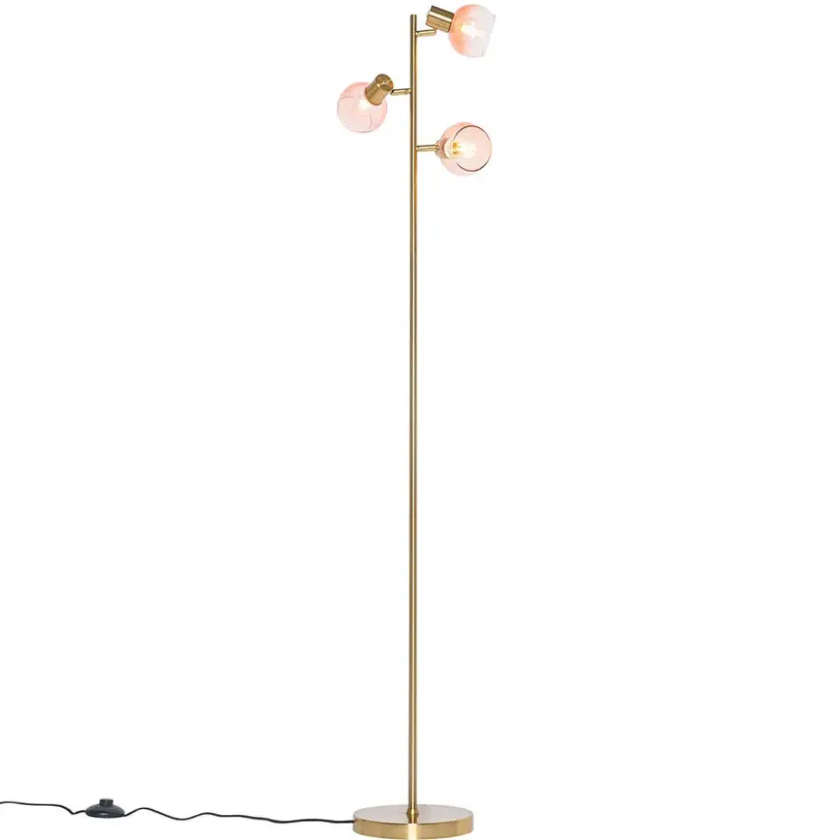 Qazqa vloerlamp vidro roze e14