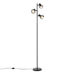 Qazqa vloerlamp vidro zwart e14