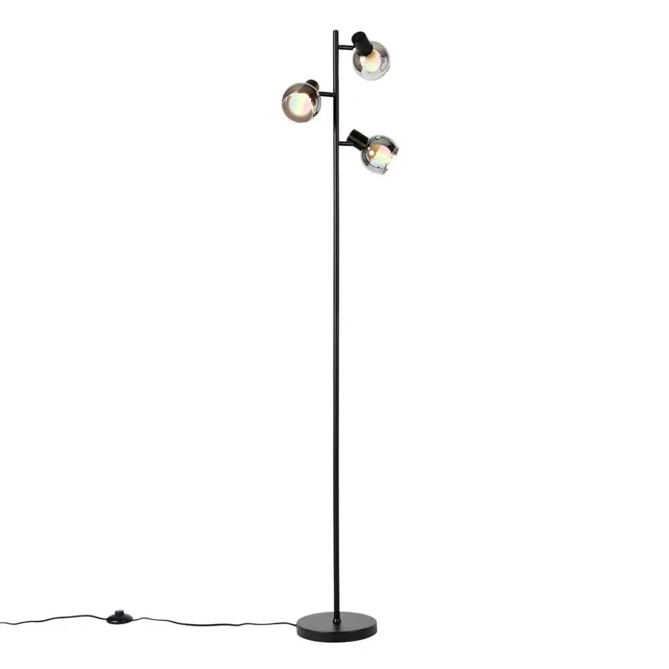 Qazqa vloerlamp vidro zwart e14