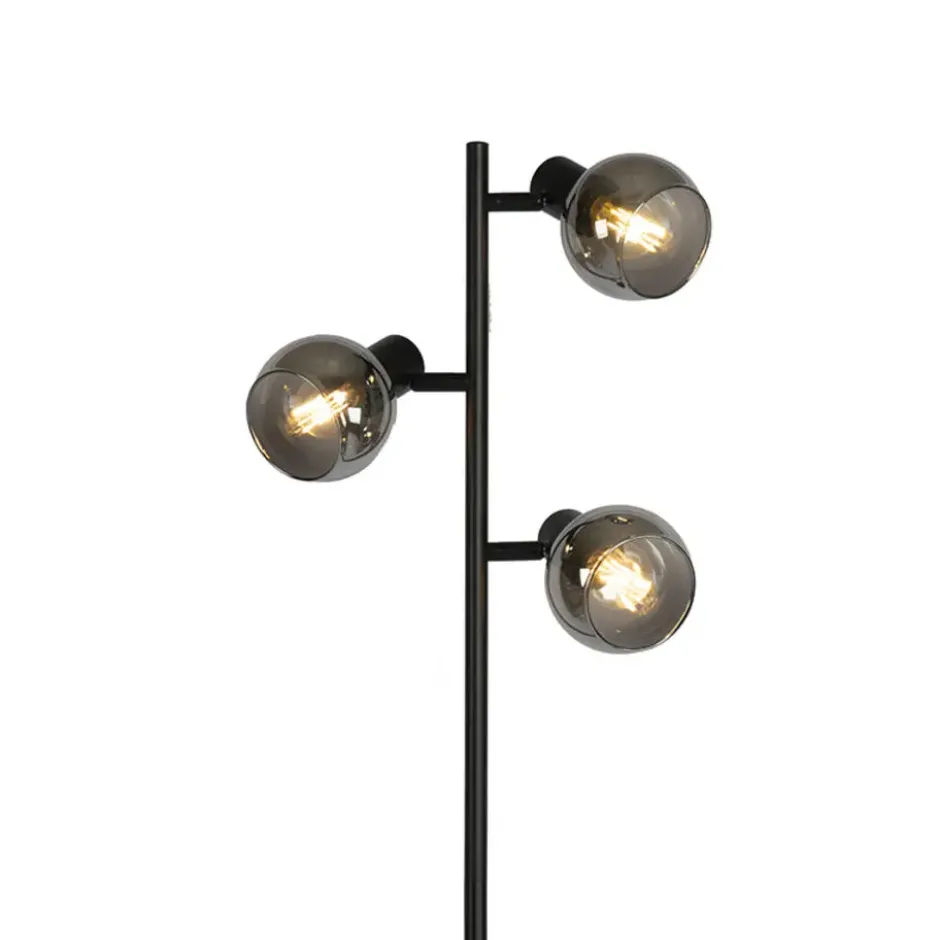 Qazqa vloerlamp vidro zwart e14