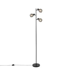 Qazqa vloerlamp vidro zwart e14
