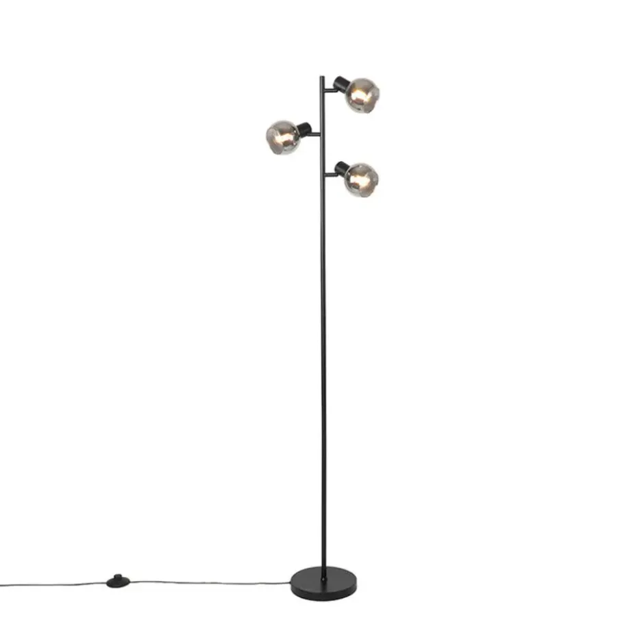 Qazqa vloerlamp vidro zwart e14