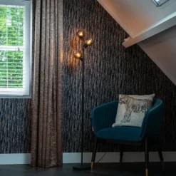 Qazqa vloerlamp vidro zwart e14