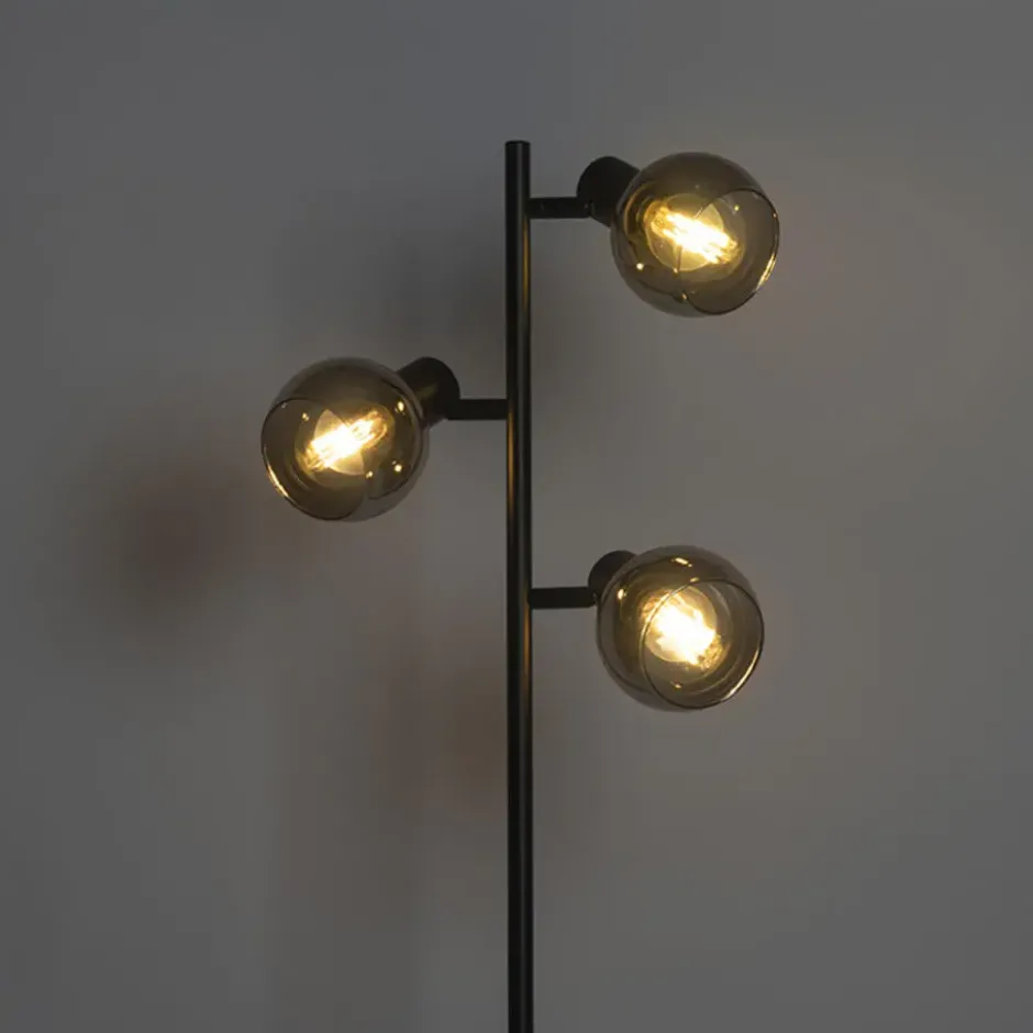 Qazqa vloerlamp vidro zwart e14