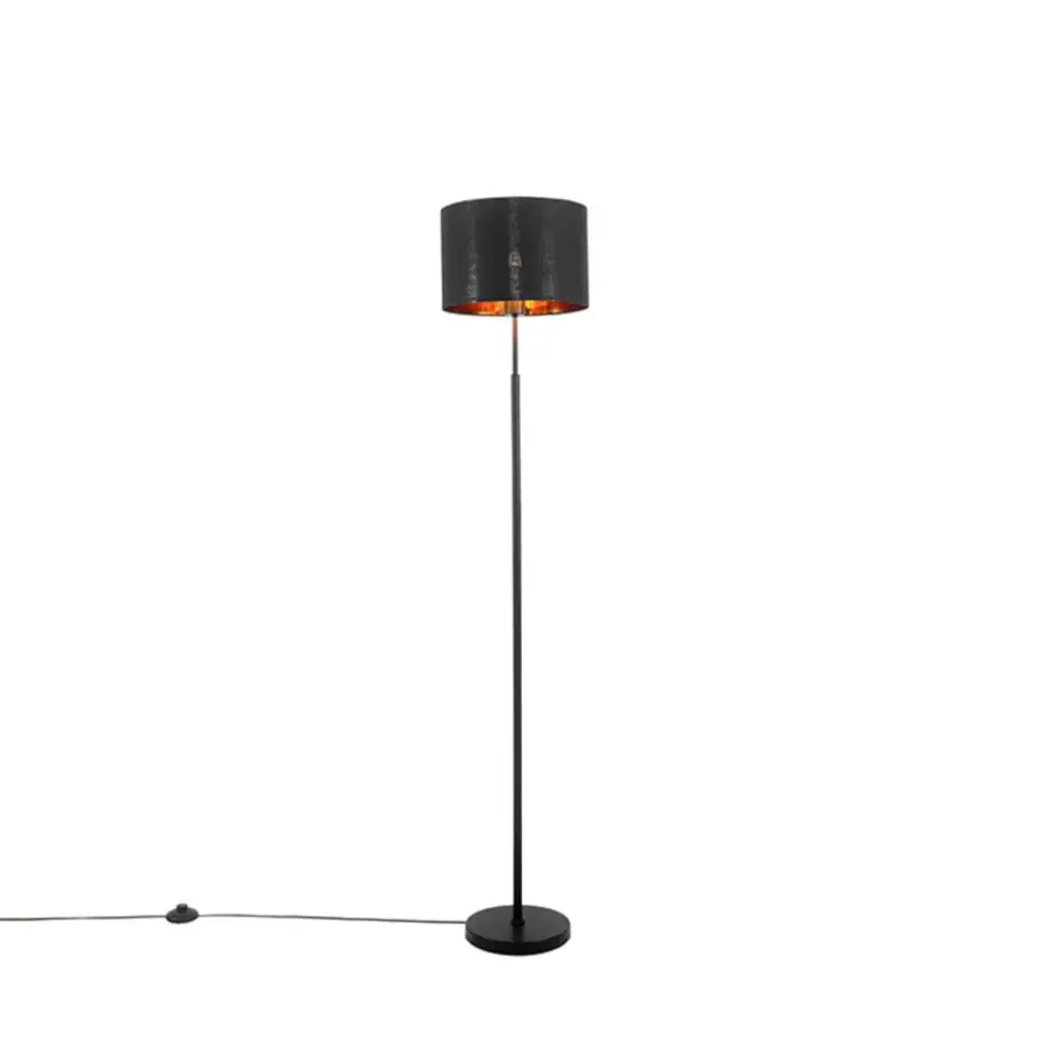 Qazqa vloerlamp vt zwart e27