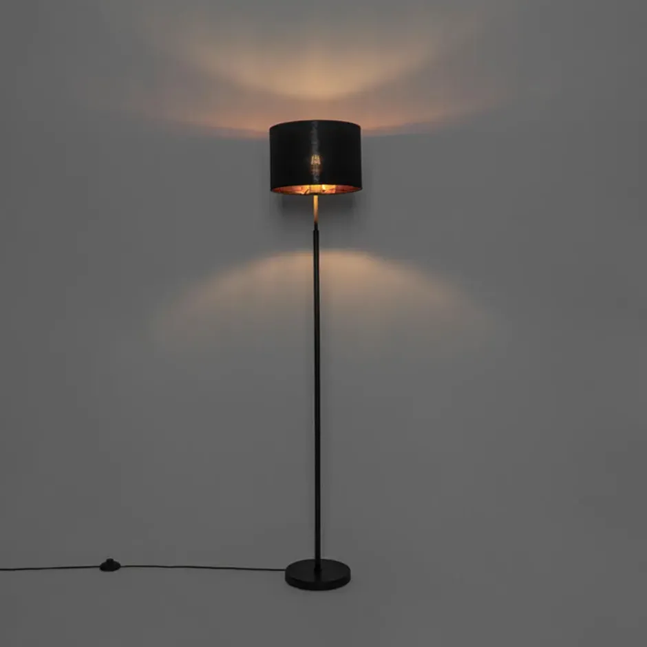 Qazqa vloerlamp vt zwart e27