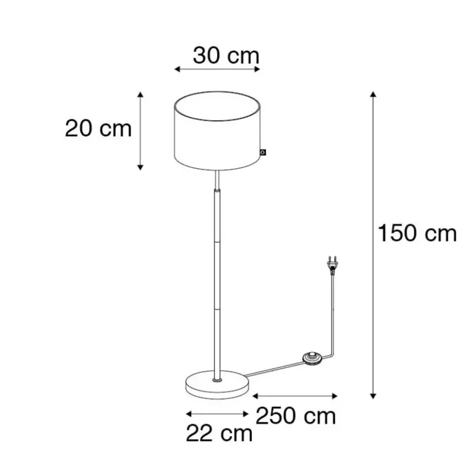 Qazqa vloerlamp vt zwart e27