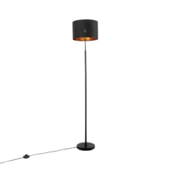 Qazqa vloerlamp vt zwart e27